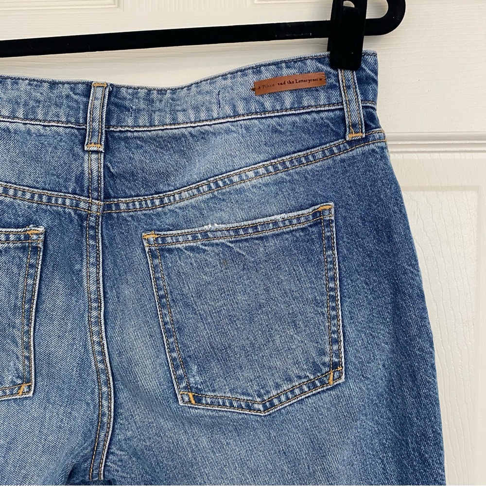 Anthropologie Pilcro Hyphen Fringe Crop Jeans Raw Hem Boyfriend 27 - Picture 6 of 15